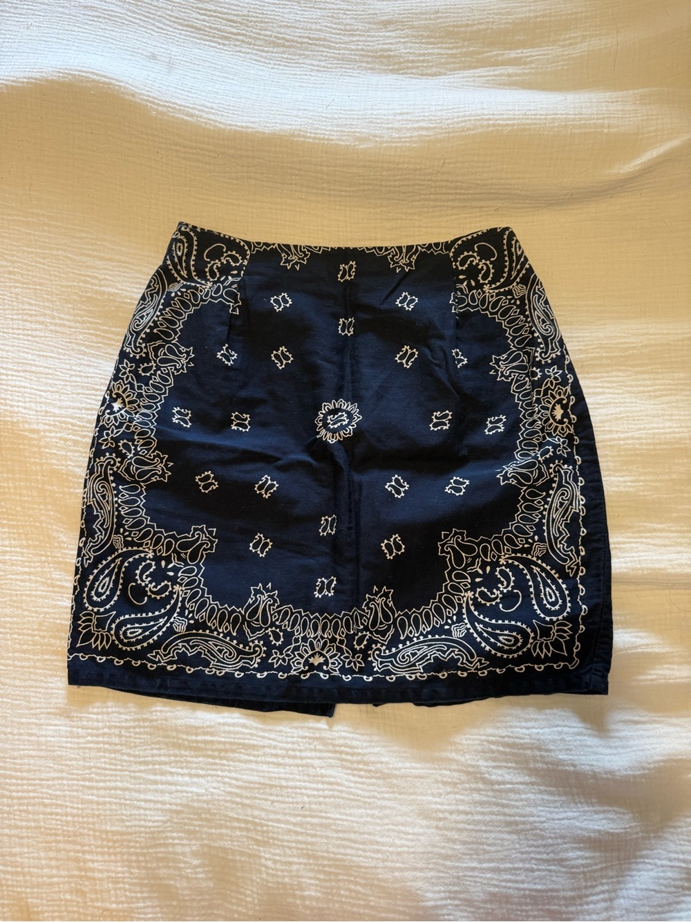 Vintage Navy Bandana Print Mini Skirt
